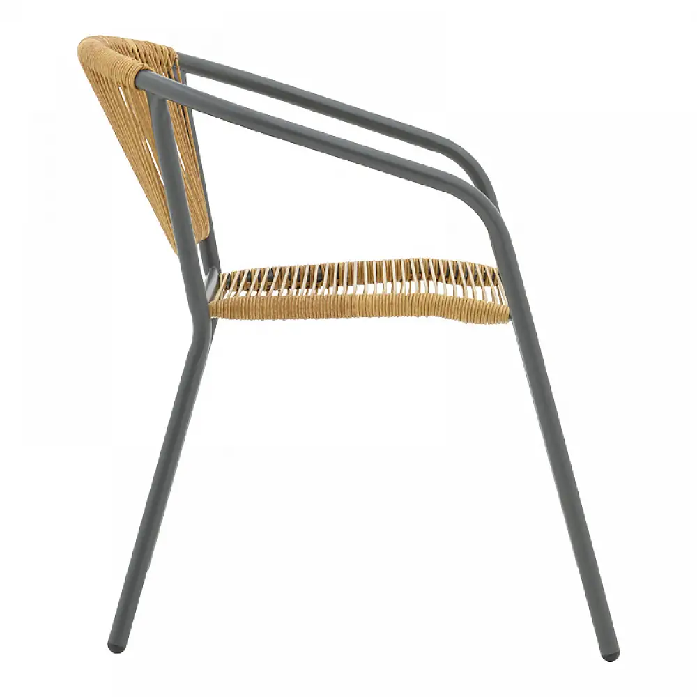 Τραπεζαρία Ensure-Lindaria pakoworld σετ 5τεμ μέταλλο σε ανθρακί και pe rattan σε φυσική απόχρωση 140x80x70εκ