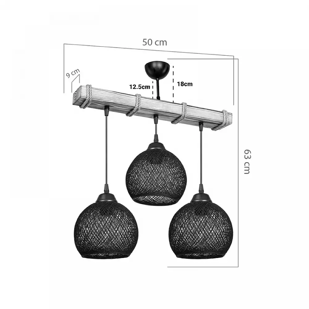 Φωτιστικό οροφής τρίφωτο Fiona pakoworld Ε27 καρυδί-μπεζ 50x20x63εκ