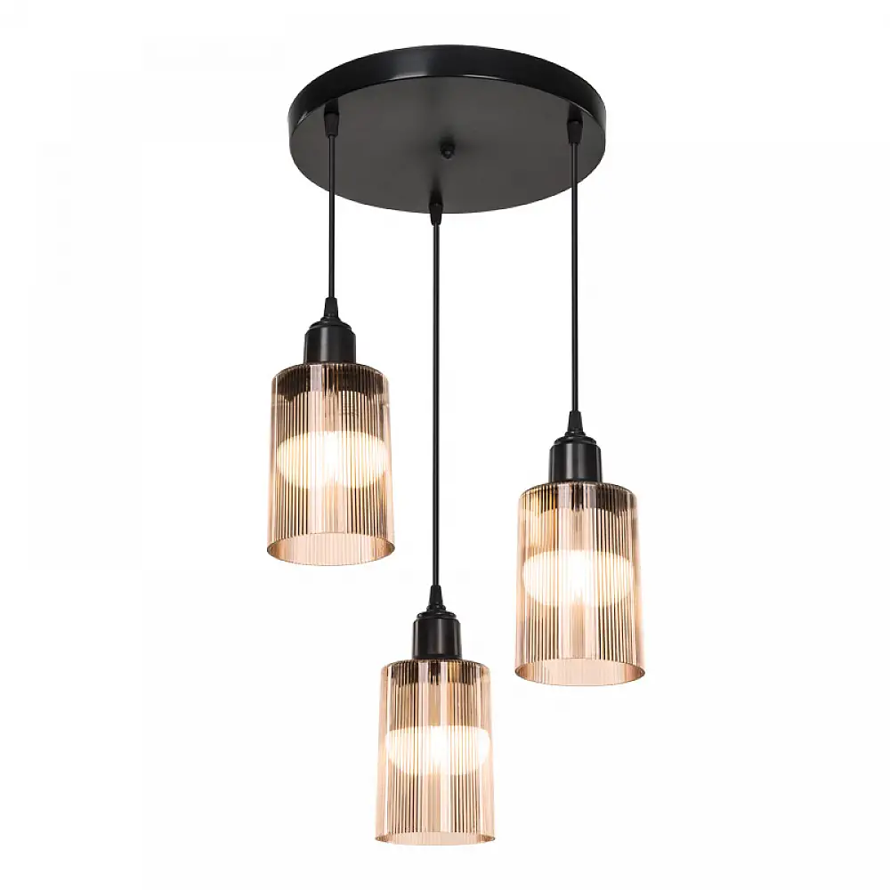 Φωτιστικό οροφής τρίφωτο PWL-1195 pakoworld Ε27 μαύρο-amber Φ30x80εκ