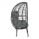 Πολυθρόνα Nestie pakoworld wicker rattan γκρι-μεταλλικό γκρι πόδι-γκρι μαξιλάρι 102x80x155εκ
