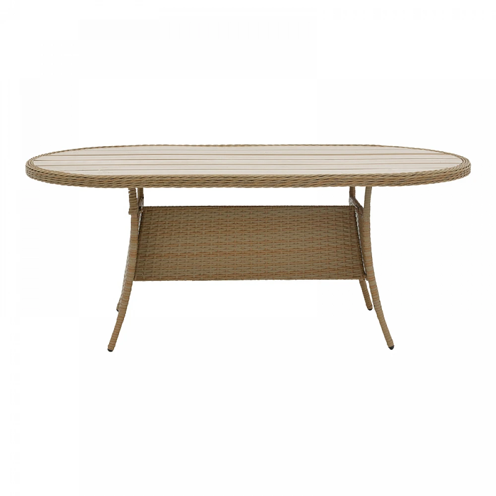Τραπέζι Keir pakoworld rattan-αλουμίνιο καφέ 180x90x72εκ