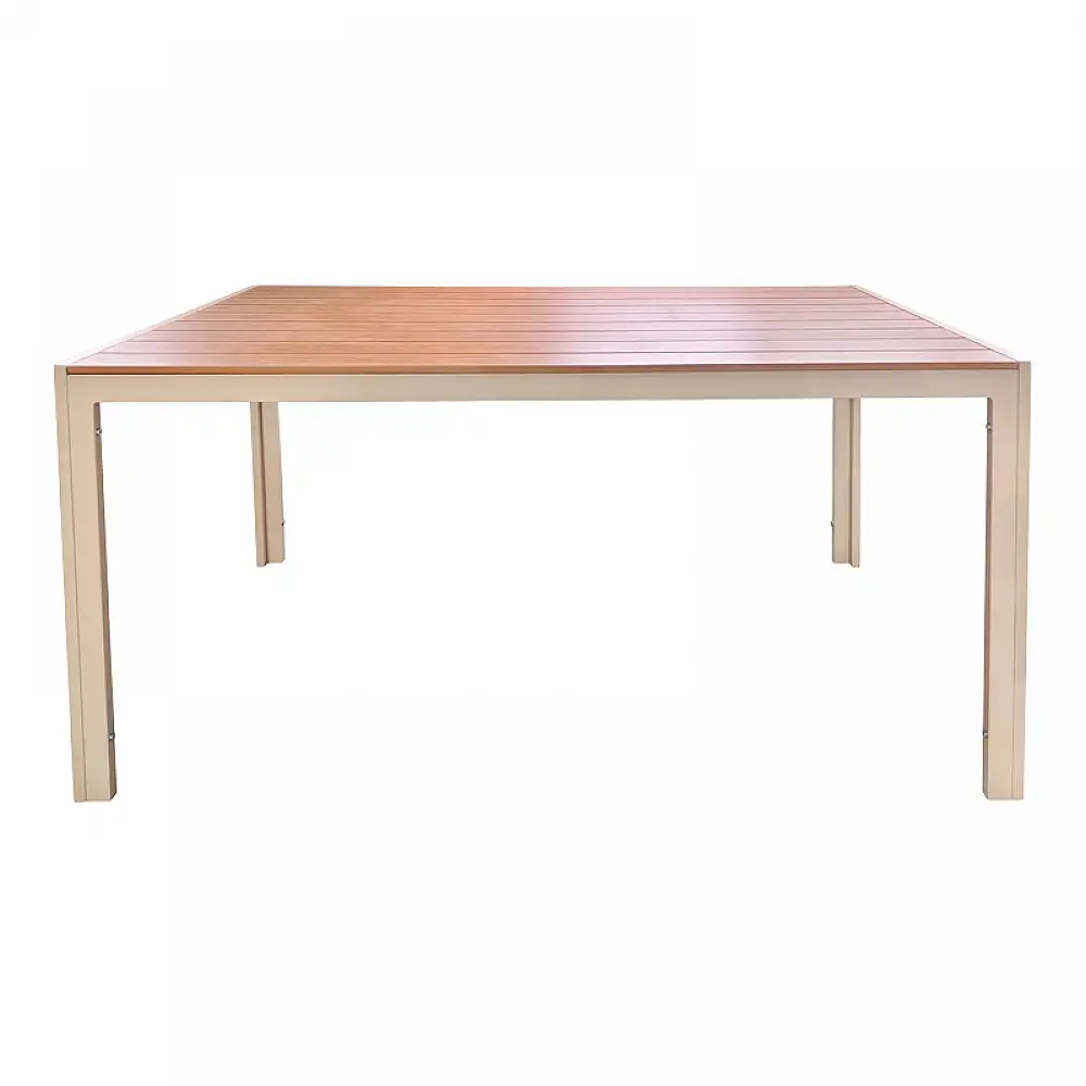 Τραπέζι Nares pakoworld αλουμίνιο cappuccino-plywood σε φυσική απόχρωση 180x90x72.5εκ
