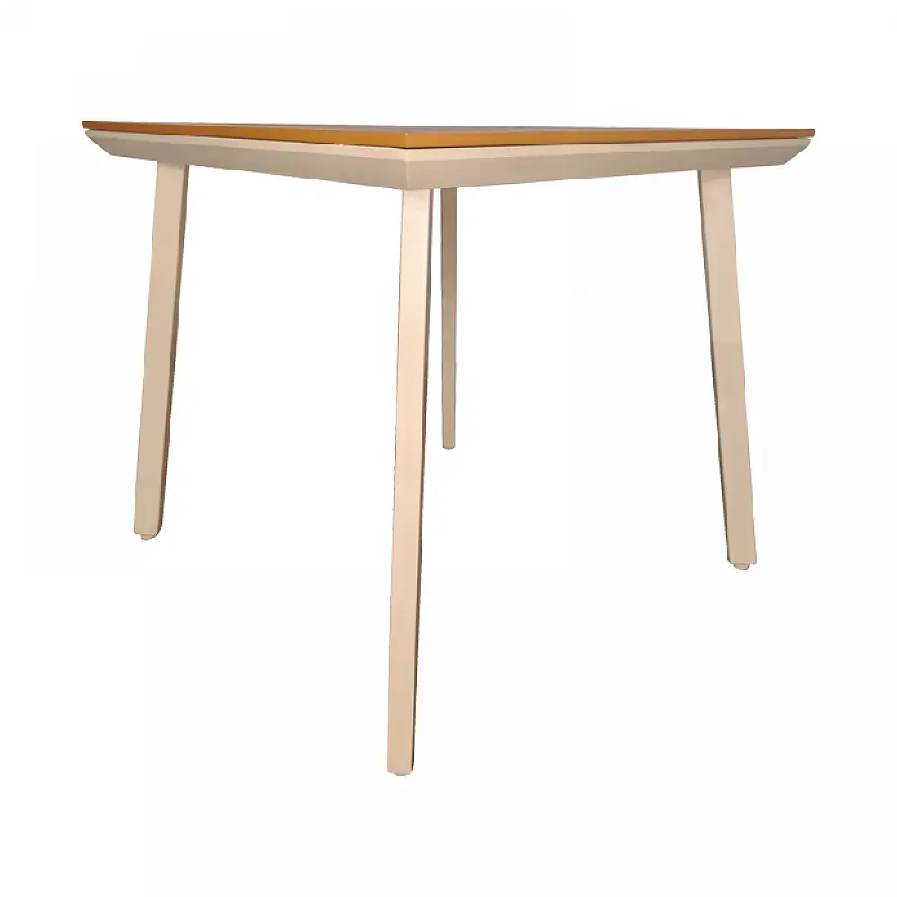 Τραπέζι Synergy pakoworld αλουμίνιο cappuccino-plywood σε φυσική απόχρωση 80x80x74εκ