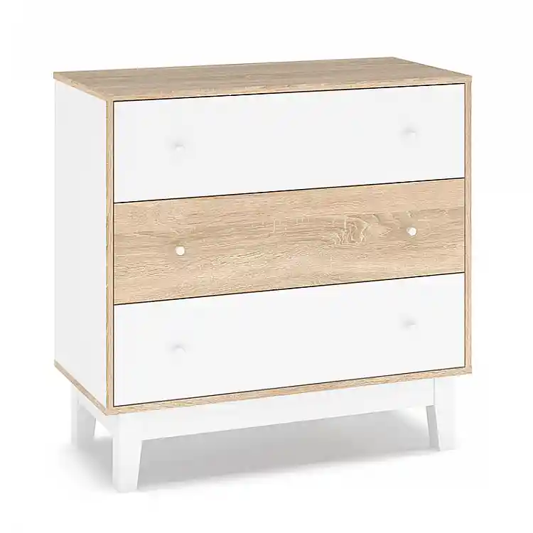 Συρταριέρα Awell pakoworld 3ων συρταριών sonoma-λευκό 90x44x88,5εκ