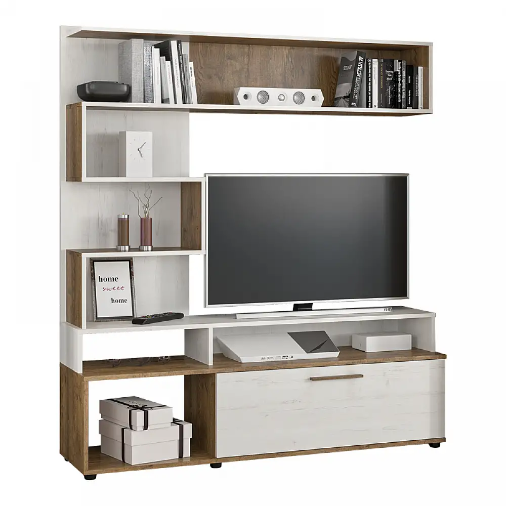 Σύνθετο σαλονιού Jasper pakoworld καρυδί-αντικέ λευκό 151.5x37.5x169.5εκ