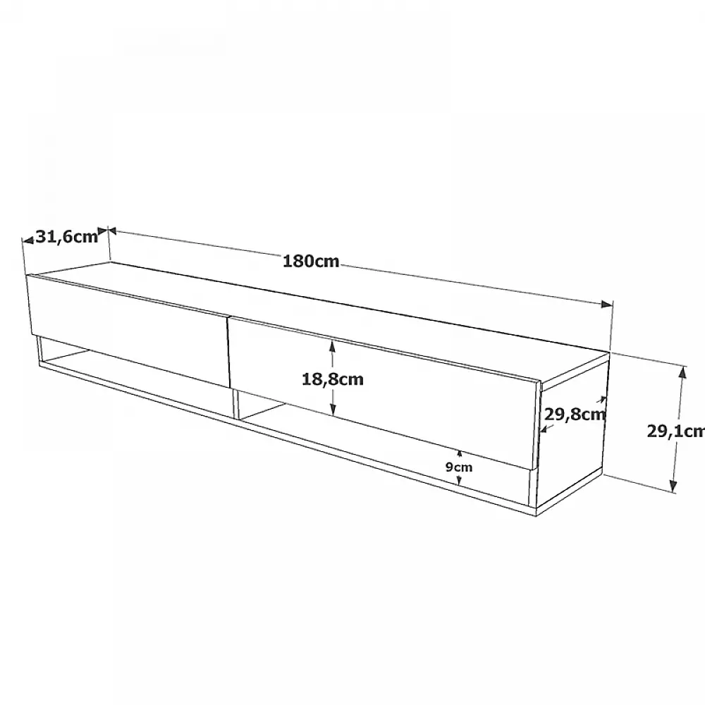Έπιπλο τηλεόρασης επιτοίχιο Handra pakoworld λευκό-oak 180x31,5x29,5εκ Έπιπλο τηλεόρασης επιτοίχιο Handra pakoworld λευκό-oak 180x31,5x29,5εκ