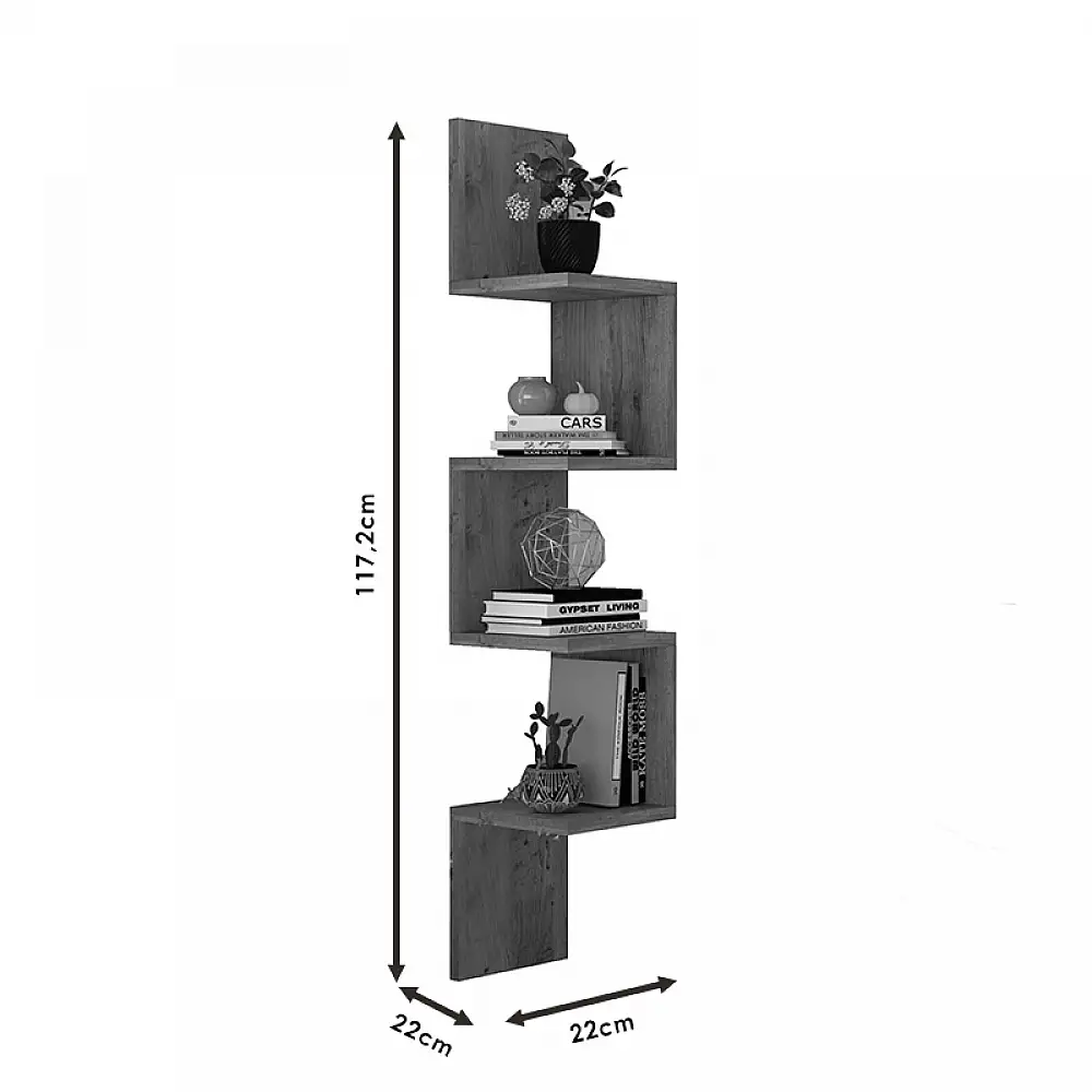 Ραφιέρα τοίχου Belinda pakoworld ανθρακί 22x22x117.2εκ