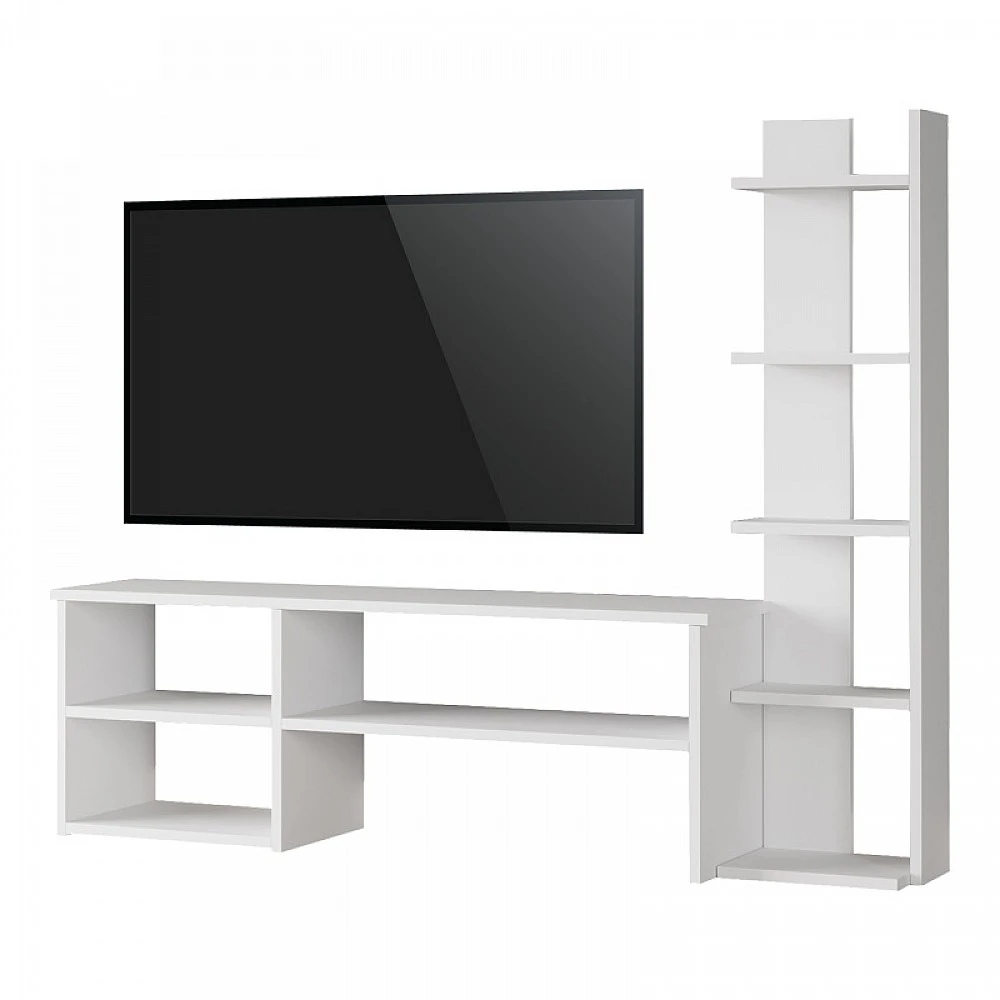 Σύνθετο σαλονιού Perla pakoworld σε λευκή απόχρωση 120x29.5x41,8εκ
