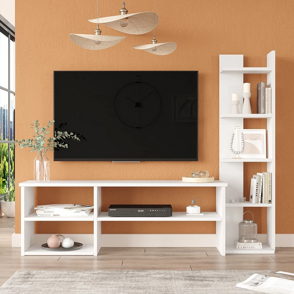 Σύνθετο σαλονιού Perla pakoworld σε λευκή απόχρωση 120x29.5x41,8εκ Σύνθετο σαλονιού Perla pakoworld σε λευκή απόχρωση 120x29.5x41,8εκ