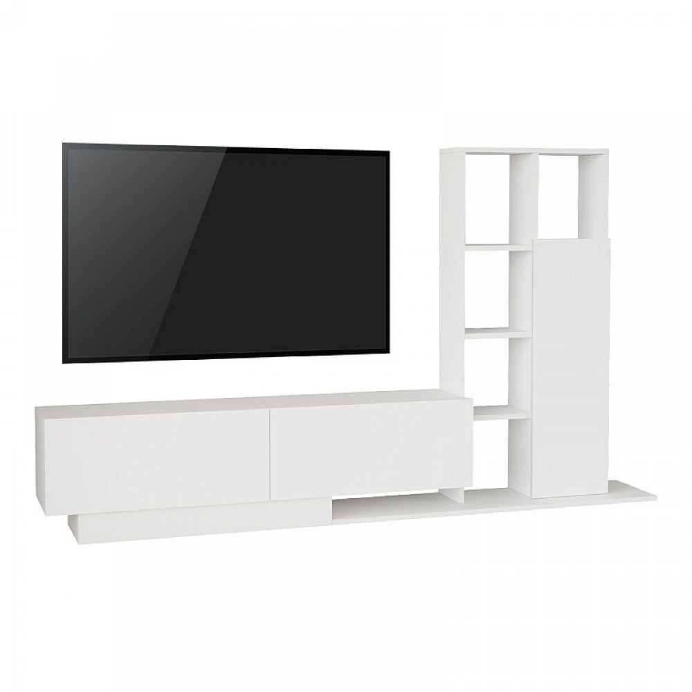 Σύνθετο σαλονιού Damon pakoworld σε λευκή απόχρωση 140x29.5x39.5εκ