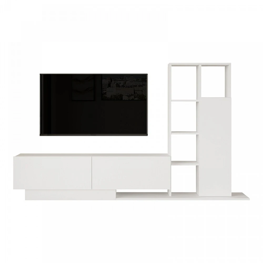 Σύνθετο σαλονιού Damon pakoworld σε λευκή απόχρωση 140x29.5x39.5εκ Σύνθετο σαλονιού Damon pakoworld σε λευκή απόχρωση 140x29.5x39.5εκ