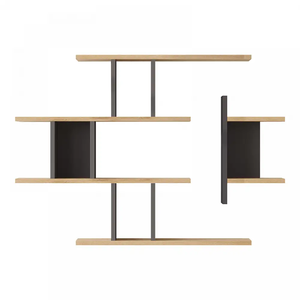 Ραφιέρα τοίχου Ledia pakoworld oak με ανθρακί 110,6x14,5x78εκ