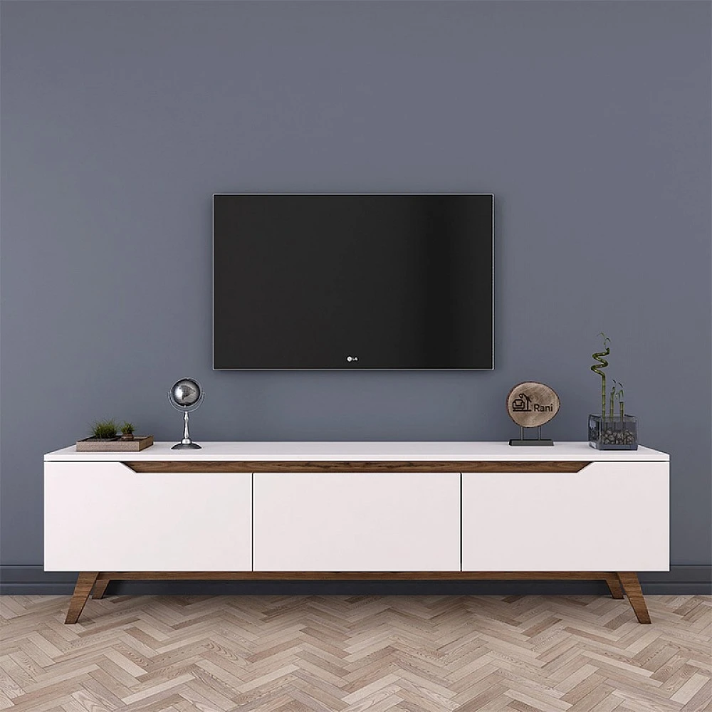 Έπιπλο τηλεόρασης Kasandra pakoworld λευκό-καρυδί 180x35x48,5εκ Έπιπλο τηλεόρασης Kasandra pakoworld λευκό-καρυδί 180x35x48,5εκ