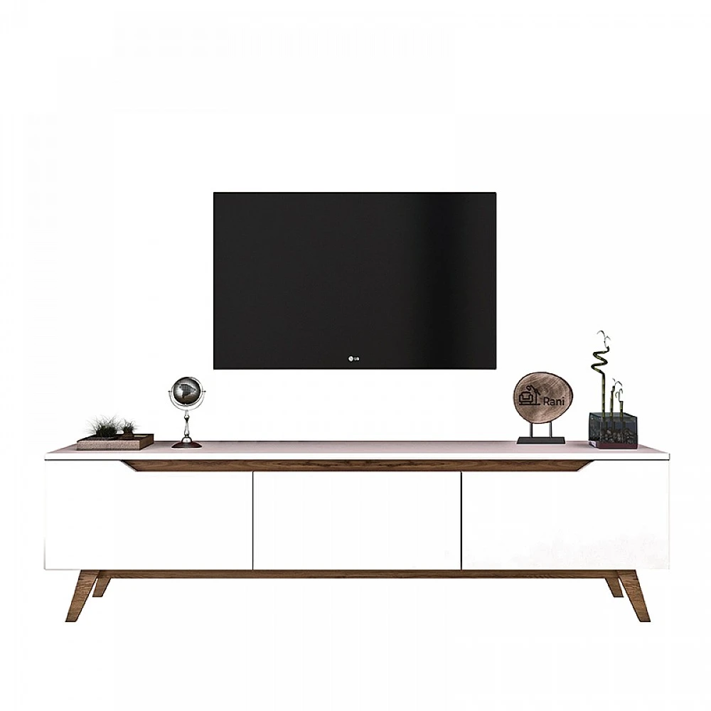 Έπιπλο τηλεόρασης Kasandra pakoworld λευκό-καρυδί 180x35x48,5εκ Έπιπλο τηλεόρασης Kasandra pakoworld λευκό-καρυδί 180x35x48,5εκ
