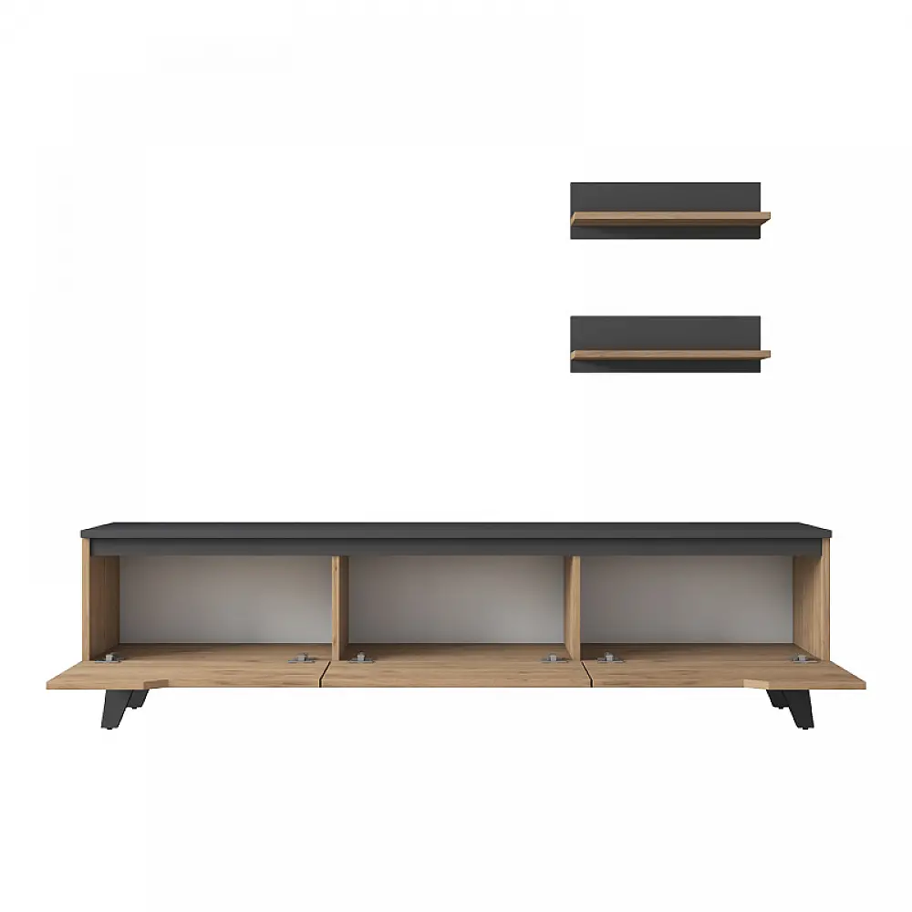 Σύνθετο σαλονιού Kasia pakoworld oak-ανθρακί 180x35x48,5εκ Σύνθετο σαλονιού Kasia pakoworld oak-ανθρακί 180x35x48,5εκ