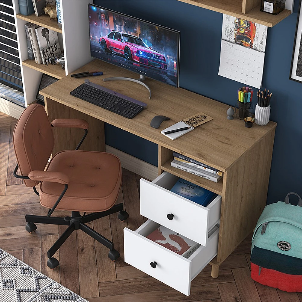 Γραφείο με βιβλιοθήκη Goldie pakoworld λευκό-φυσικό 160x50x161.8εκ Γραφείο με βιβλιοθήκη Goldie pakoworld λευκό-φυσικό 160x50x161.8εκ