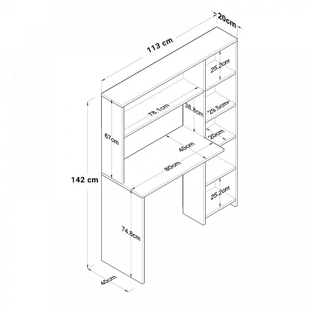 Γραφείο με βιβλιοθήκη Janson pakoworld sonoma 113x40x142εκ Γραφείο με βιβλιοθήκη Janson pakoworld sonoma 113x40x142εκ