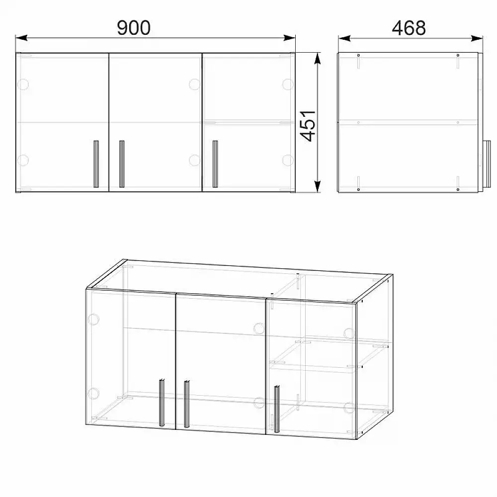 Πατάρι ντουλάπας Warner pakoworld τρίφυλλο καρυδί 90x46.5x45εκ