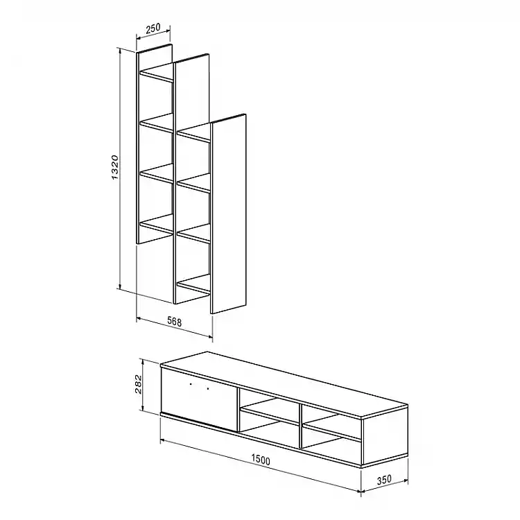 Σύνθετο σαλονιού Sarona pakoworld oak 150x35x160εκ