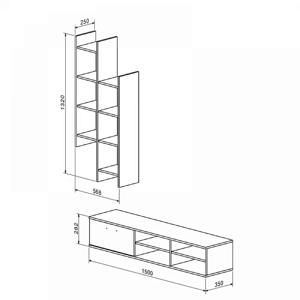 Σύνθετο σαλονιού Sarona pakoworld oak 150x35x160εκ