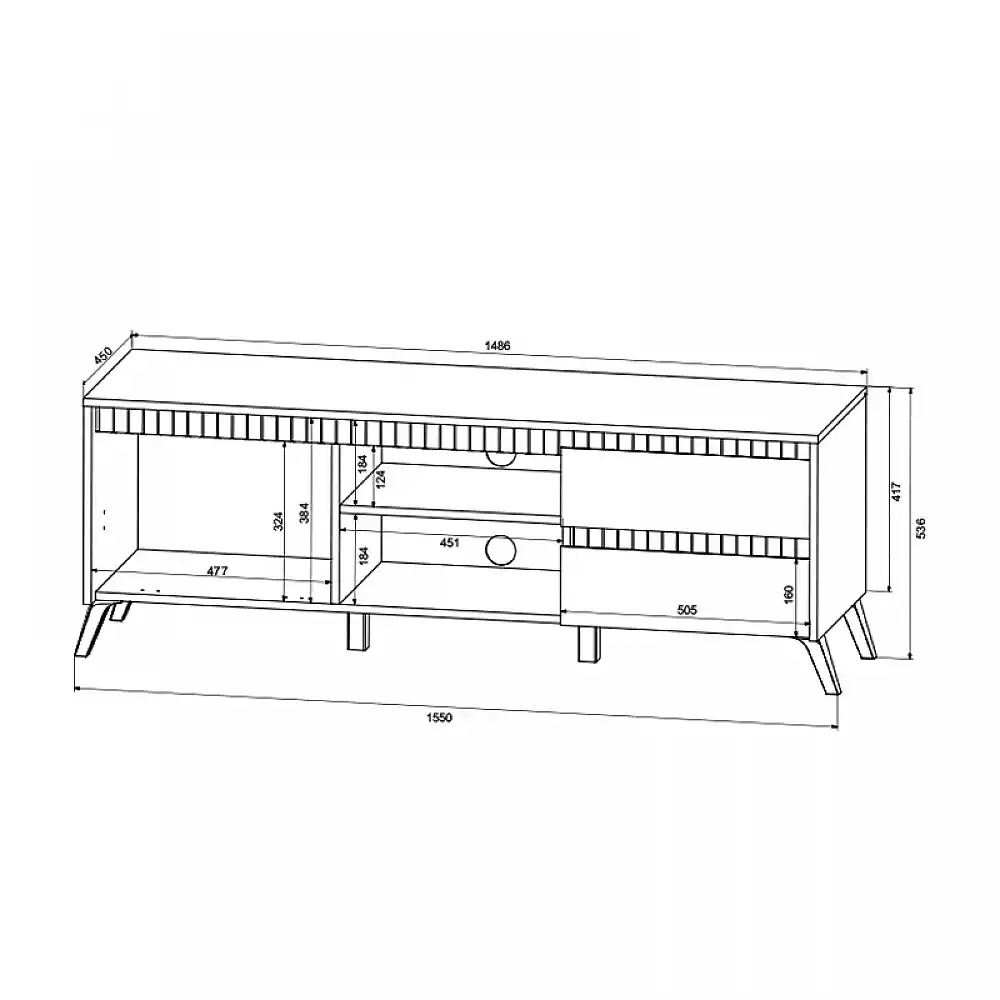 Έπιπλο τηλεόρασης Belka pakoworld κρεμ με oak 155x45x53,6εκ