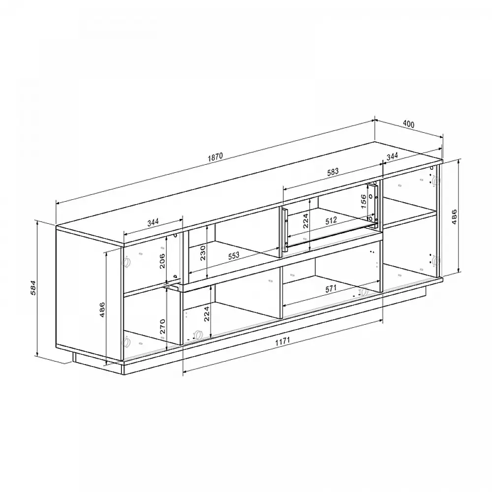 Σύνθετο σαλονιού Norda pakoworld κρεμ με oak 187x40x58,4εκ
