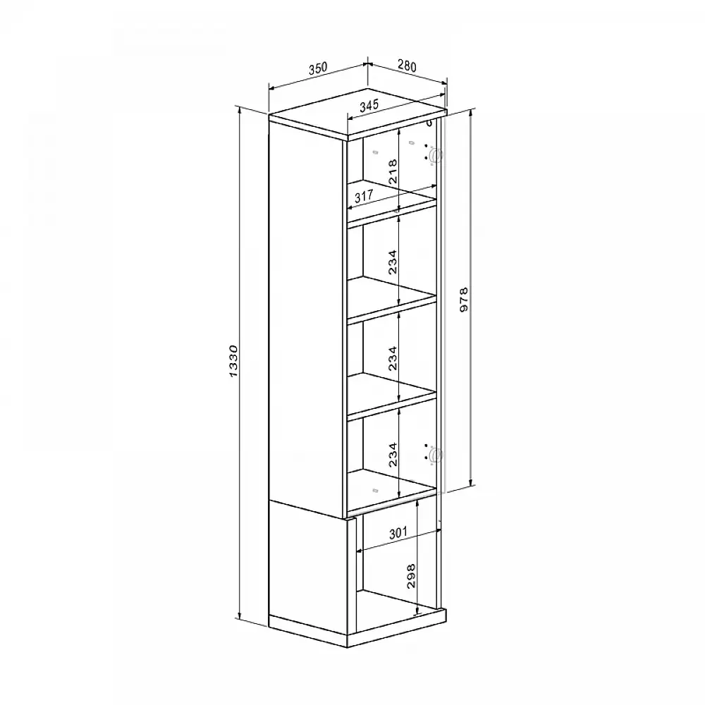 Σύνθετο σαλονιού Norda pakoworld κρεμ με oak 187x40x58,4εκ