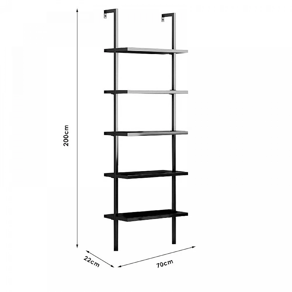 Ραφιέρα τοίχου Harris pakoworld σε μαύρη απόχρωση 60x22x200εκ