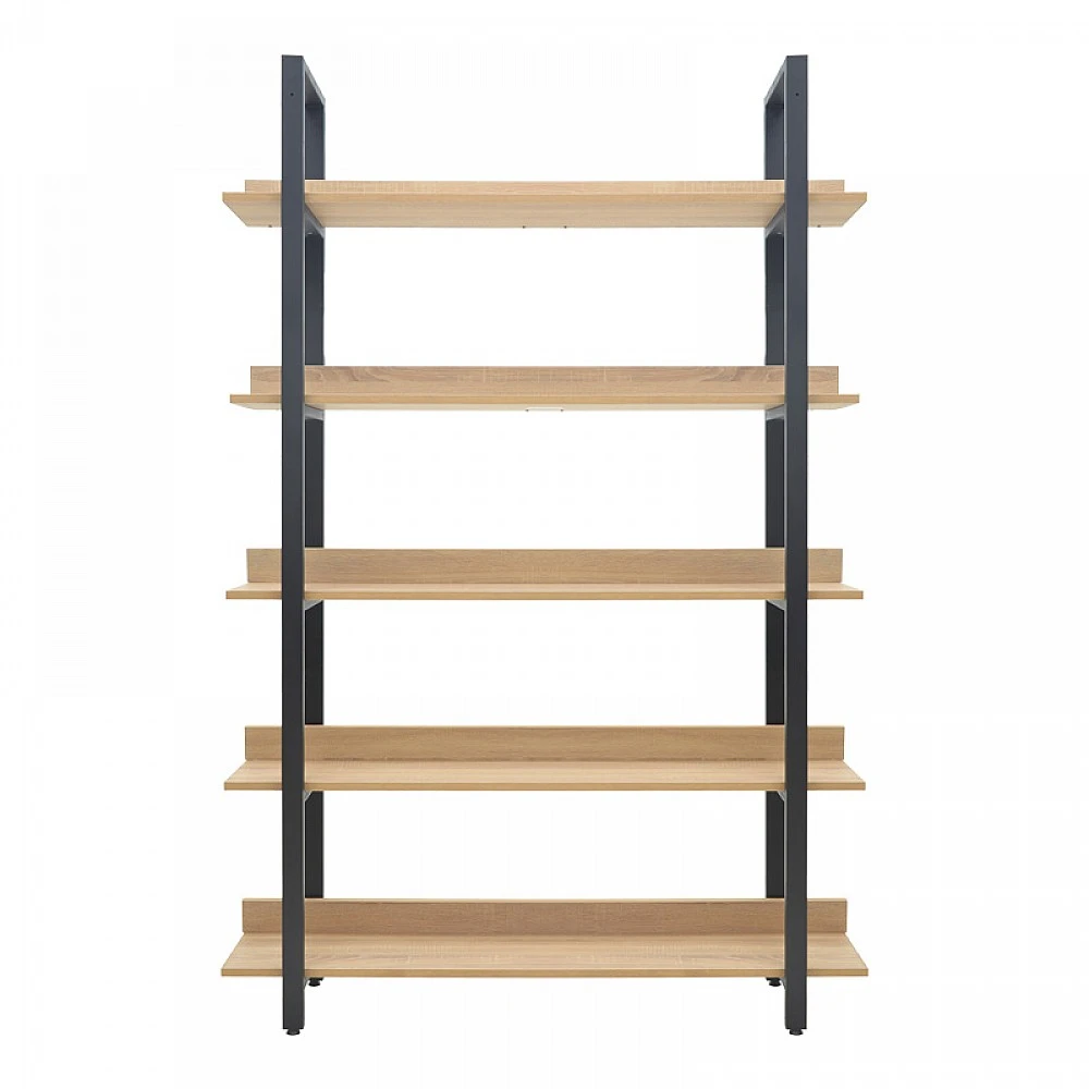 Βιβλιοθήκη Almond pakoworld σε oak-μαύρη απόχρωση 120x29x185εκ