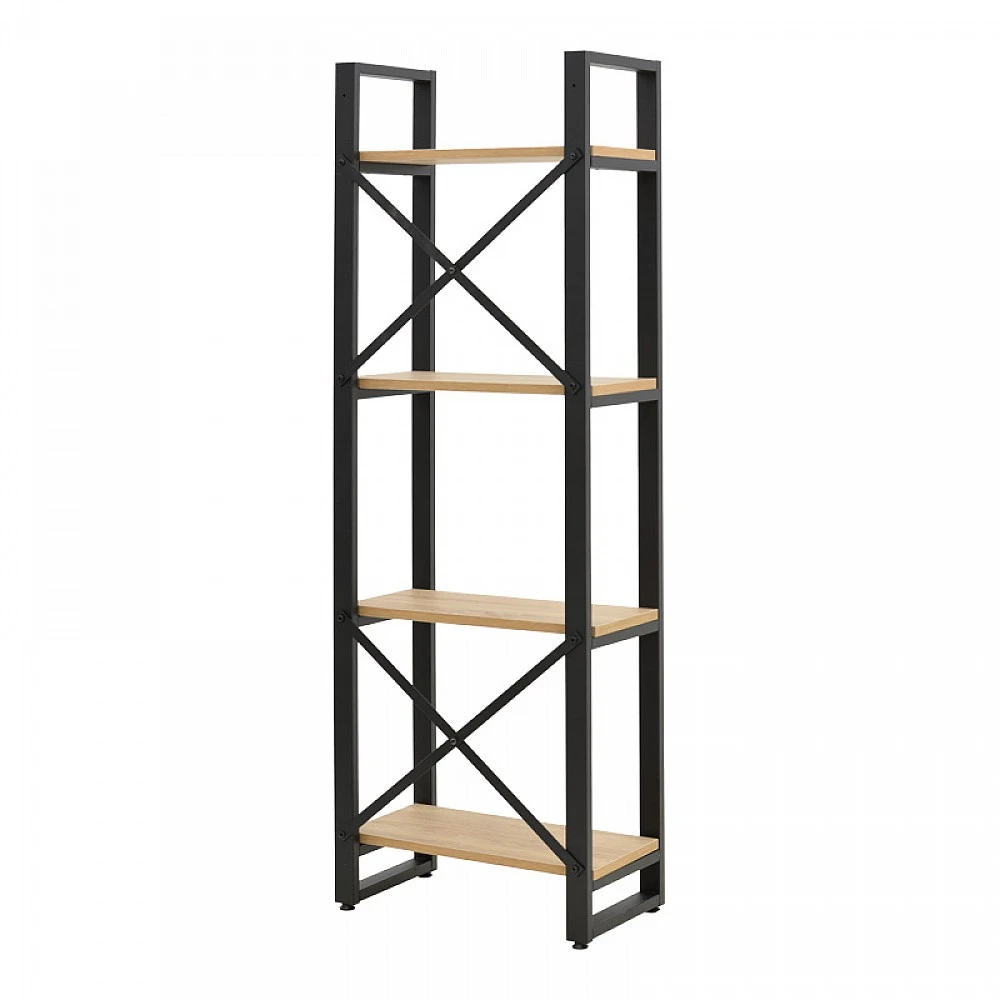 Βιβλιοθήκη Crimson pakoworld σε oak-μαύρη απόχρωση 50x22x150εκ