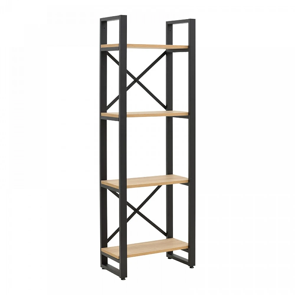Βιβλιοθήκη Crimson pakoworld σε oak-μαύρη απόχρωση 50x22x150εκ