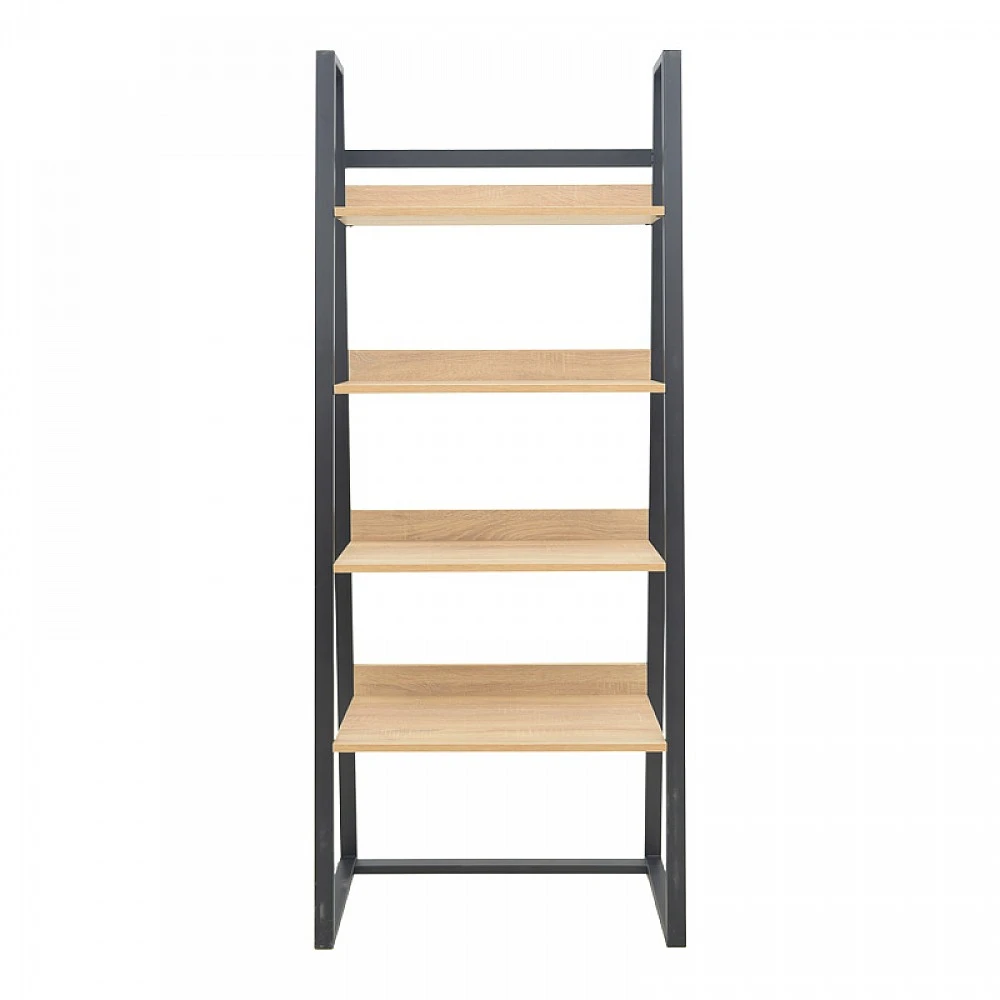 Βιβλιοθήκη Ryder pakoworld σε oak-μαύρη απόχρωση 75x36x185εκ