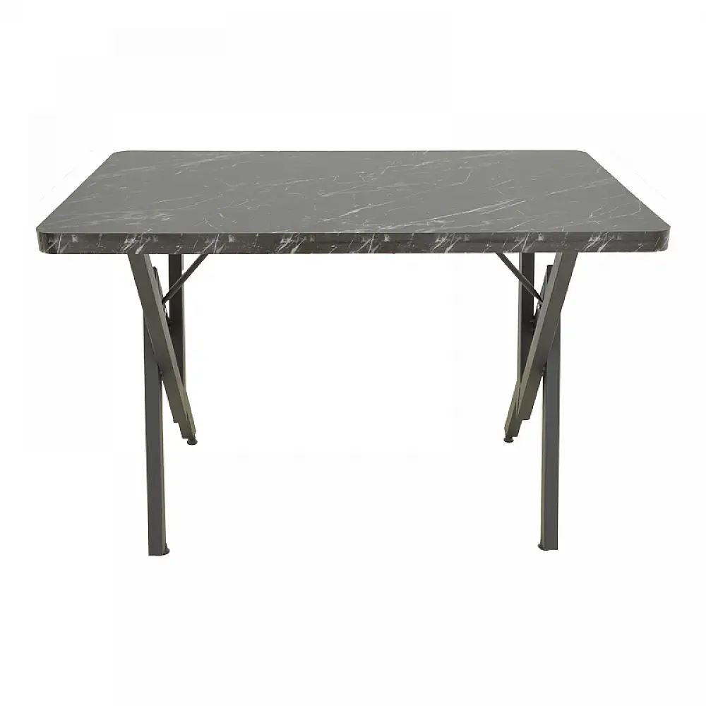 Τραπέζι Vertex pakoworld μαυρο εφέ μαρμάρου με μαύρα μεταλλικά πόδια 110x70x72εκ