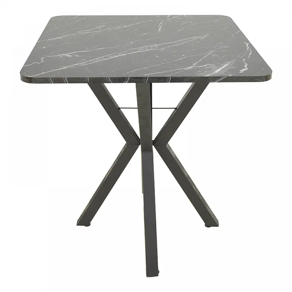 Τραπέζι Arenya pakoworld μαύρο εφε μαρμάρου- μαύρα μεταλλικά πόδια 70x70x72εκ
