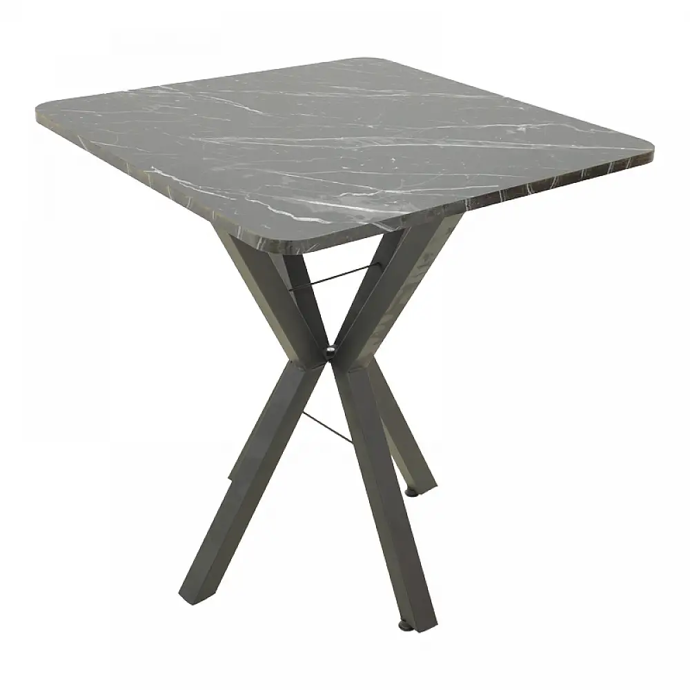Τραπέζι Arenya pakoworld μαύρο εφε μαρμάρου- μαύρα μεταλλικά πόδια 70x70x72εκ