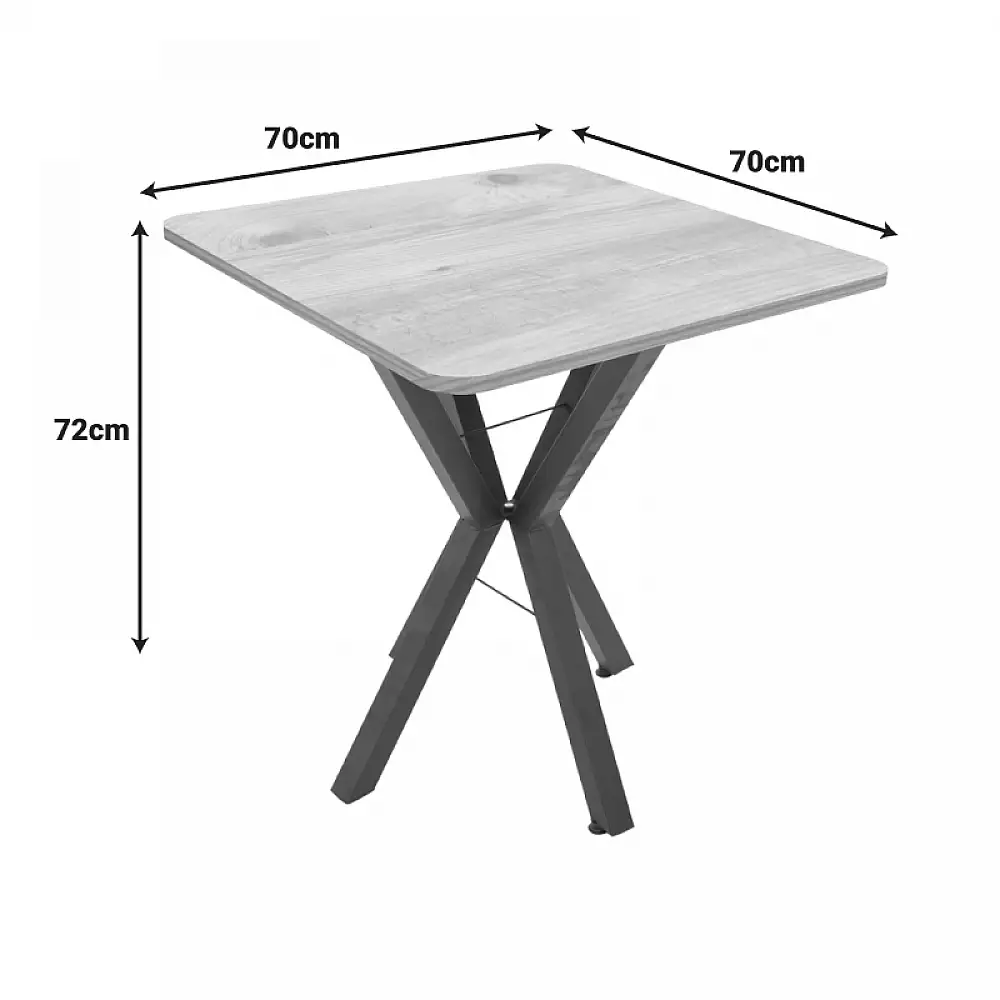 Τραπέζι Arenya pakoworld μαύρο εφε μαρμάρου- μαύρα μεταλλικά πόδια 70x70x72εκ