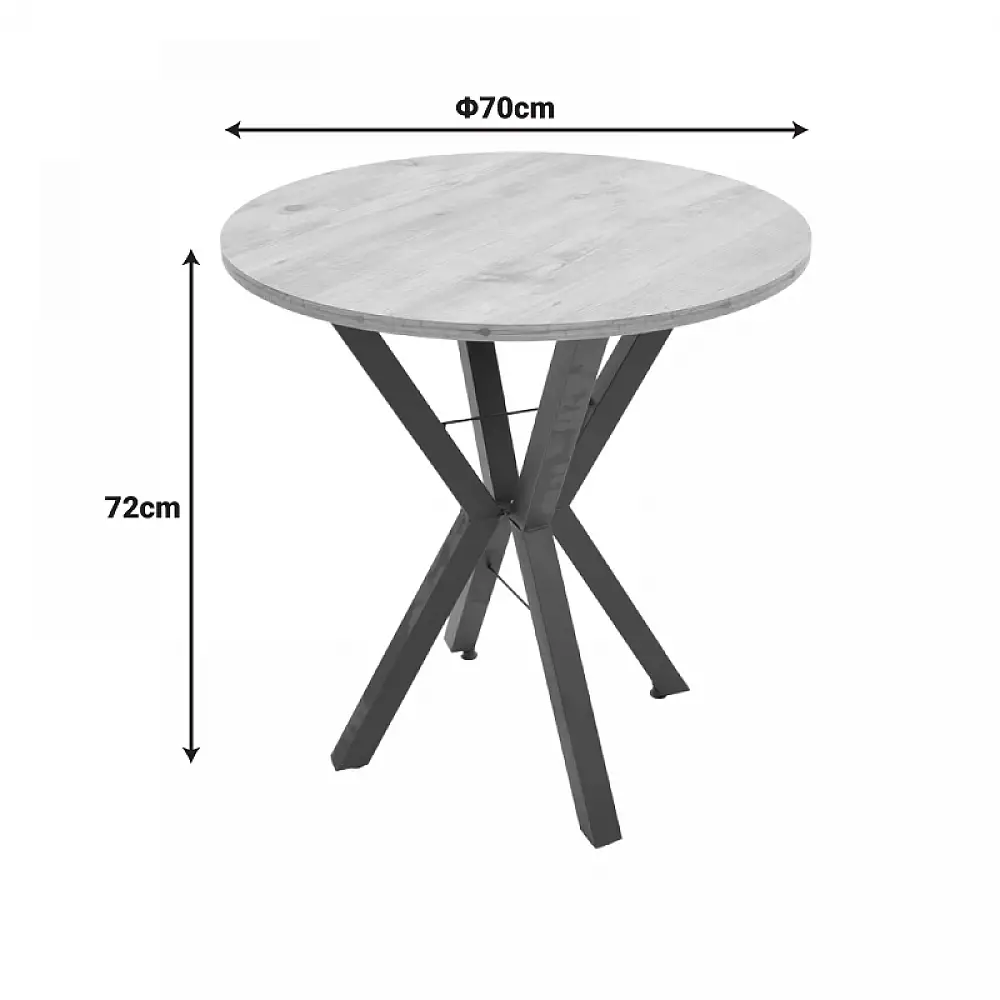 Τραπέζι Rogue pakoworld φυσική απόχρωση με μαύρα μεταλλικά πόδια Φ70x72εκ