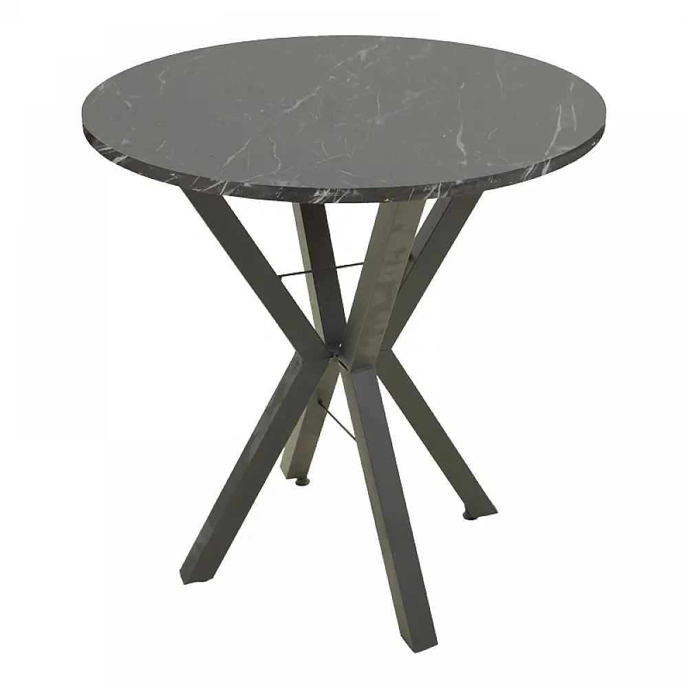 Τραπέζι Rogue pakoworld μαύρο εφε μαρμάρου με μαύρα μεταλλικά πόδια Φ70x72εκ