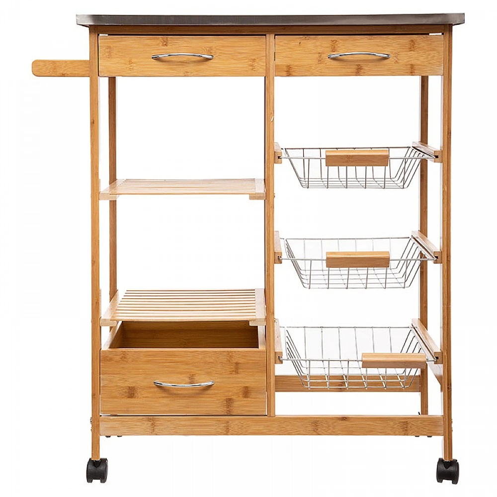 Τρόλεϊ-ραφιέρα 7όροφη Esla pakoworld bamboo φυσικό-λευκό 73,5x37x86εκ