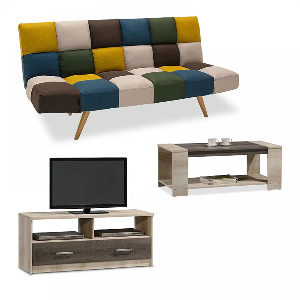 Φοιτητικό πακέτο επίπλων σαλονιού Lounge 3 pakoworld σετ 3 τμχ