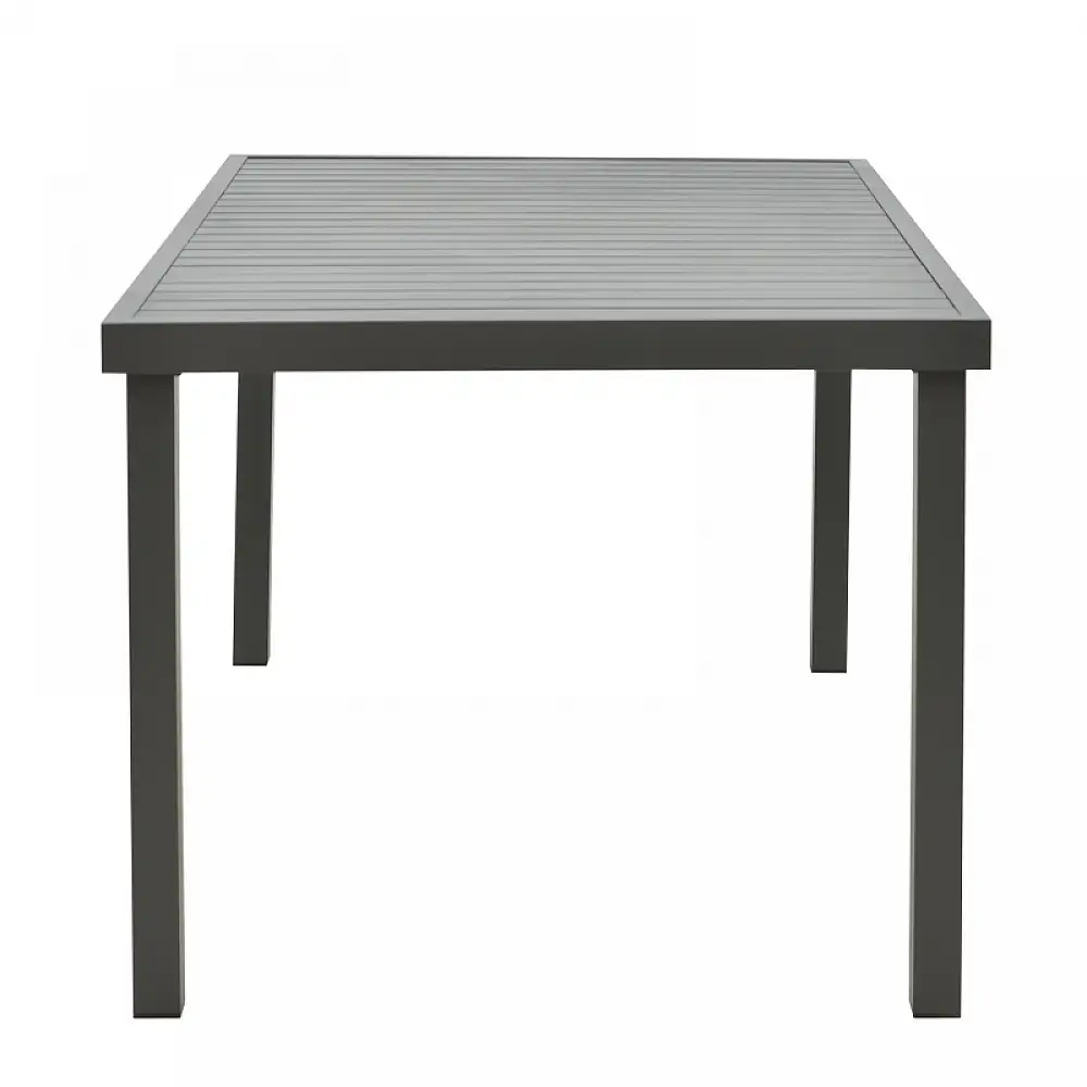 Τραπεζαρία Naoki-Kliton B σετ 7τεμ pakoworld ανθρακί αλουμίνιο και pe rattan σε φυσική απόχρωση 150x80x74εκ