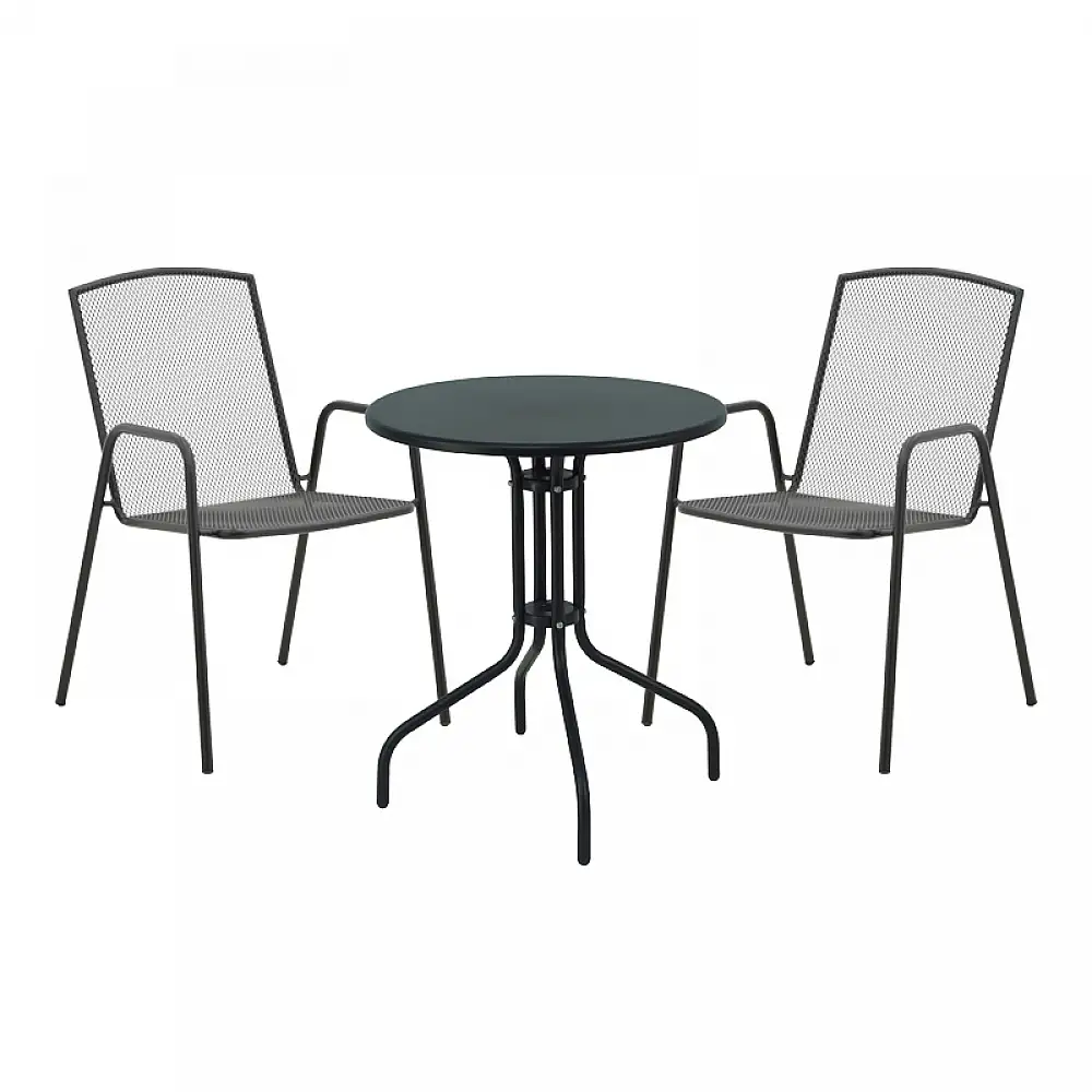 Τραπεζαρία Vergo-Pomedon pakoworld σετ 3τεμ μέταλλο σε μαύρη απόχρωση