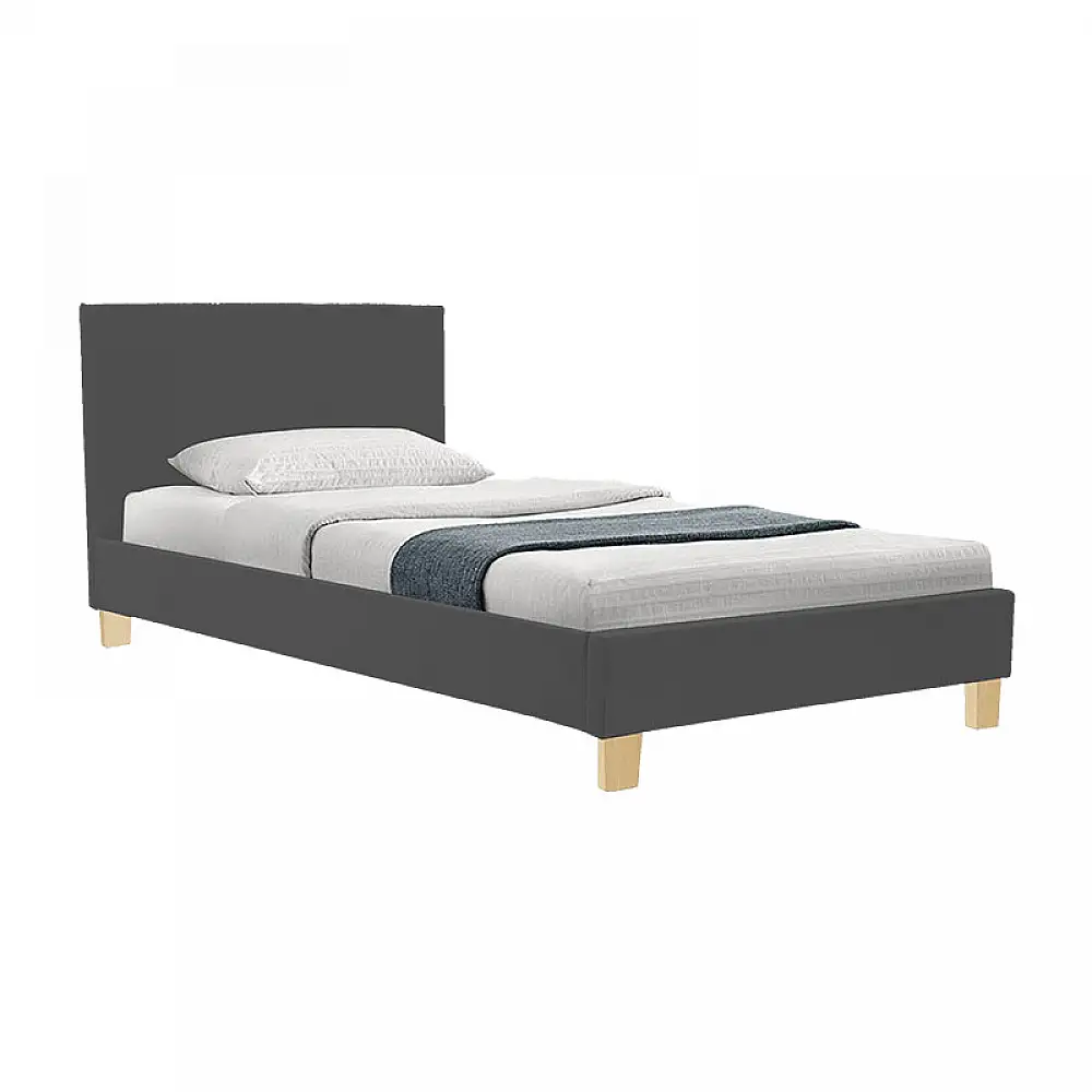 Κρεβάτι με στρώμα Nevil-Dreamer pakoworld ύφαμα ανθρακί-πόδι φυσική απόχρωση 90x190εκ