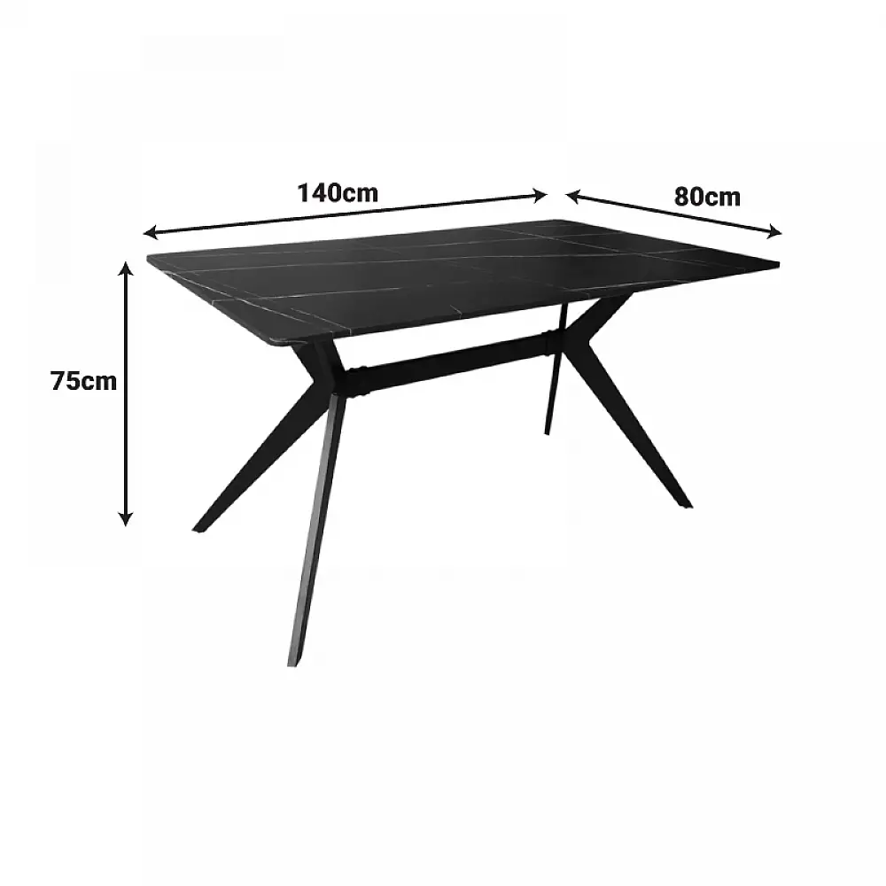 Τραπεζαρία με Καρέκλες Renish Λευκό και Τραπέζι Ezali Μαύρο 140x80x75εκ Σετ 5τεμ