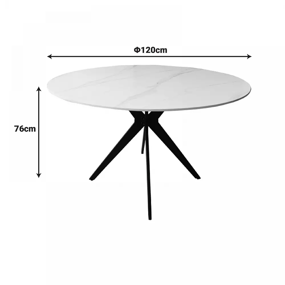 Τραπεζαρία με Καρέκλες Renish Λευκή και Τραπέζι Orbital Μαύρο Φ120x76εκ Σετ 5τεμ