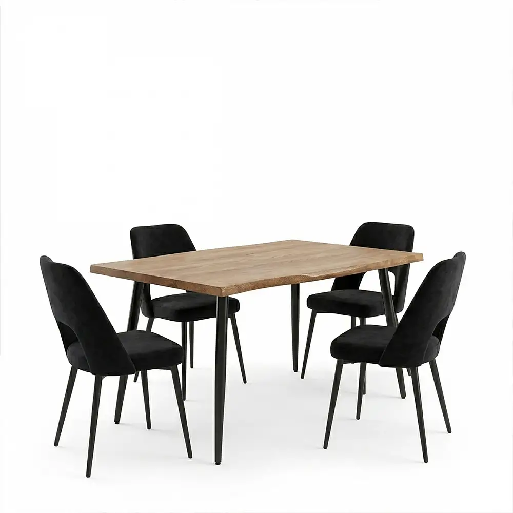 Τραπεζαρία με Καρέκλες Murde Μαύρο και Τραπέζι Neve Μαύρο 140x80x75εκ Σετ 5τεμ