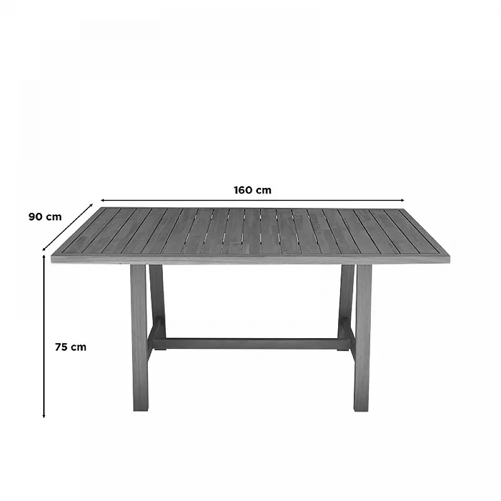 Τραπεζαρία Malibu pakoworld μασίφ ξύλο ακακίας 160x90x75εκ Σετ 5τεμ