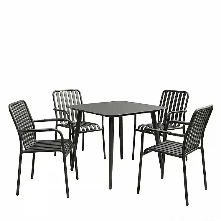 Τραπεζαρία Heven Vista pakoworld σετ 5τεμ μαύρο αλουμίνιο 80x80x72εκ