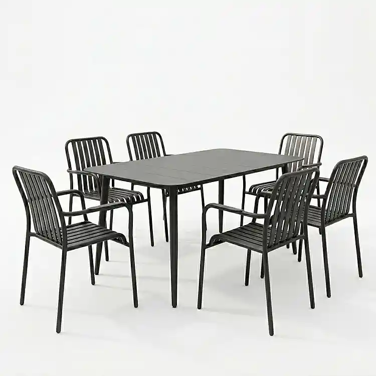 Τραπεζαρία Heven Vista pakoworld σετ 7τεμ μαύρο αλουμίνιο 120x70x72εκ