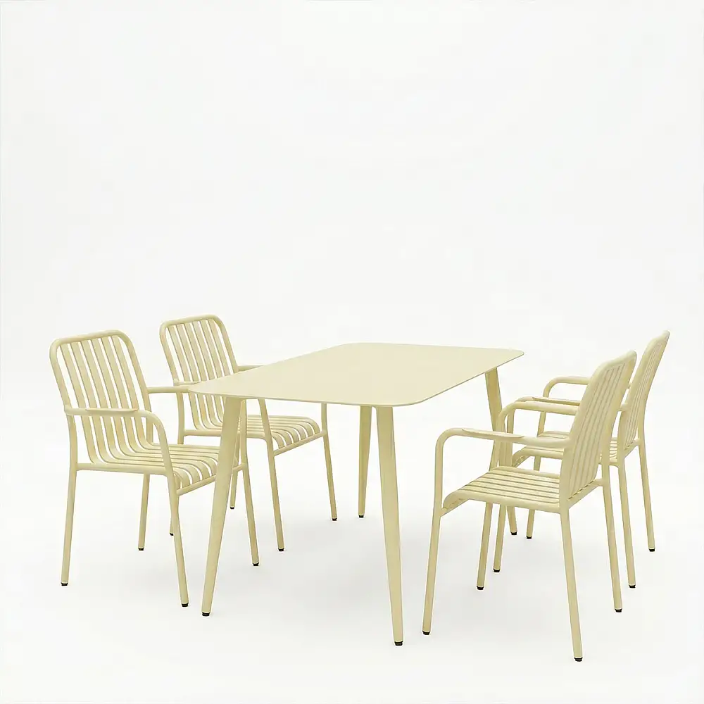 Τραπεζαρία Heven Vista pakoworld σετ 5τεμ σαμπανί αλουμίνιο 120x70x72εκ